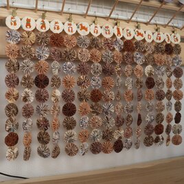 【送料無料】柴犬のれん　1点限定　カフェカーテン　お花　犬グッズ　ヨーヨーキルト　パッチワーク　No.439