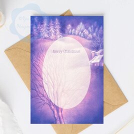 （58）冬のの森の風景のクリスマスカード　3枚セット