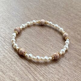 ヴィンテージビーズ 淡いピンク パール ブレスレット