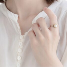 ジャパンヴィンテージパールリング｜真鍮フリーサイズ・アンティーク調デザイン