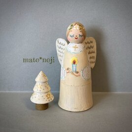 小さなクリスマスツリー＆キャンドルの天使　マトリョーシカ　2人組