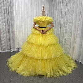 カラードレス テラコッタ色 マーメイドライン フェザー 滑らか くるみ