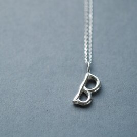 B) 手書き風 イニシャル アルファベット ネックレス シルバー925 メンズ ユニセックス