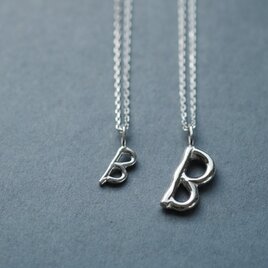 2コset) B 手書き風 イニシャル アルファベット ペア ネックレス シルバー925