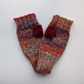 ハンドウォーマー多色グラデーション　オレンジエンジ系　