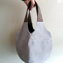 ☆オーダー☆　まあるい手提げ ピッグスエード ワイン