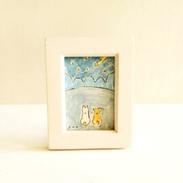猫の絵｜原画「猫の親子」※木製ミニ額縁入り | iichi 日々の暮らしを