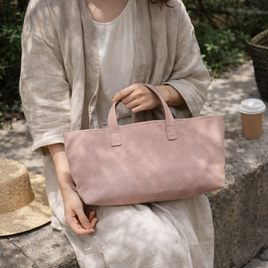 本革 スエード ミニトート ミニフィールドバッグ スモーキーピンクベージュ 牛革 軽量 ユニセックス