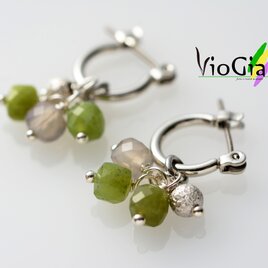 ネフライトとグレーオニキスの粒々フープピアス