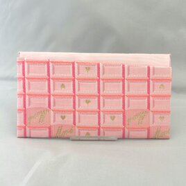 【金襴×通帳ケース】ピンクのチョコ柄が可愛い♥ ハートいっぱいの和モダン通帳入れ
