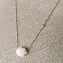 Ｋ18 White agate・Diamond Cloud Necklace