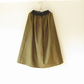 ☆大島紬着物ミディロングスカート☆ウエスト切り替え♪/31ks053