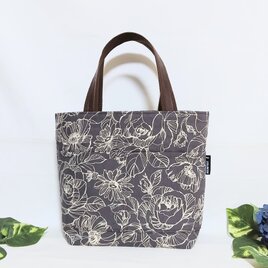 リネンのローズガーデンお出掛けバック(ブラウン)