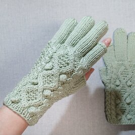 ＊Mint Green＊淡緑色のスマホ対応手袋（女性用L）