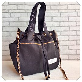 【受注製作】2way☆11号帆布巾着バッグ