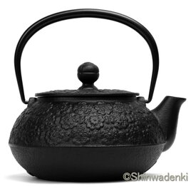 南部鉄器 鉄瓶兼用急須 5型新アラレ0.65L 茶漉し付 黒焼付仕上 日本製