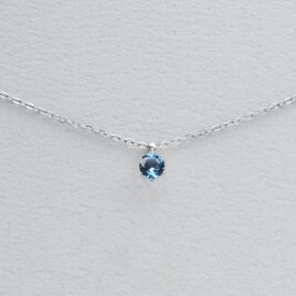 つけっぱなしOK！ロンドンブルートパーズ 一粒ネックレス 宝石質AAA 金属アレルギー サージカルステンレス スキンネックレス