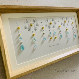 シーグラス クリスマス ガーランド  アートフレーム インテリア雑貨 置物北欧ガラス細工 贈り物 クリスマスプレゼント