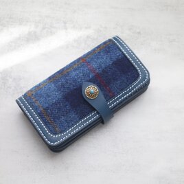 「ウール×革の組み合わせ」长財布｜模块式インナー・多機能デザイン