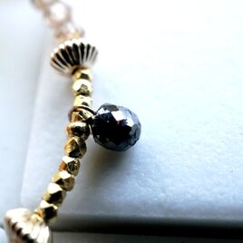 ブラックダイヤモンドトップとロンドンブルートパーズと天然ジルコンのネックレス