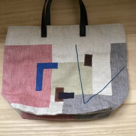 リネンの色合わせとコラージュバッグ