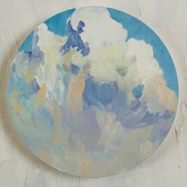 直径25㎝「夕空2」油彩・絵画・原画・丸形・アートパネル | iichi
