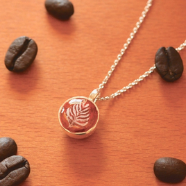 【純喫茶】リーフのラテアート•ネックレス【スターリングシルバー製/手描き/カップ型】