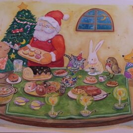 冬の夜のお茶会〜サンタさんと森の動物たち