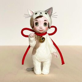 和紙人形『招き猫(三毛猫)』