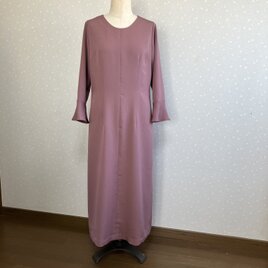 No.164 ロングワンピースM〜L11色無地ドレス着物リメイク袖口フリル