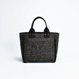 【受注製作】ツイード風フリルトート（ブラック系）