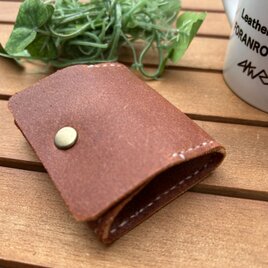 高級イタリアンレザーレッドブラウンの牛床革 MINI MINIコインケース