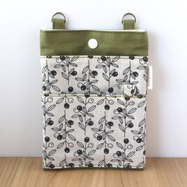 3/31販売終了！セール✨帆布の2way移動ポケット　一点限定　オーガナイザー　ナースポーチ　北欧　カーキ　ギフト　No.427