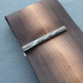 漆芸オーロラストライプ螺鈿ネクタイピン　ラウンドシェイプ