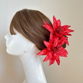 赤いポインセチアのヘッドピース(2点）　クリスマス　赤　ポインセチア　ダンス