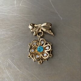 Vintage 60s USA retro botanical flower bijou ribbon brooch