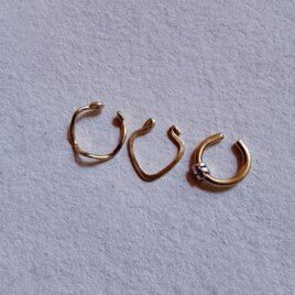 【一点限り】 3点セット○デザイン真鍮イヤーカフ