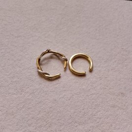 【一点限り】 2点セット○シルバーと真鍮コンビイヤーカフ＋シンプル真鍮イヤーカフ