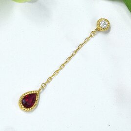 K18 ルビー ダイヤ シングル (片) ピアス CL009CIBSN