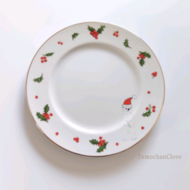 白くまさんのサンタ帽子プレート　1枚