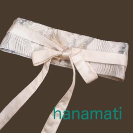 帯サッシュベルト★  [21］フォーマル 波白 着物リメイク 帯リメイク ベルト 和ベルト結婚式 和洋折衷 セレモニー 白