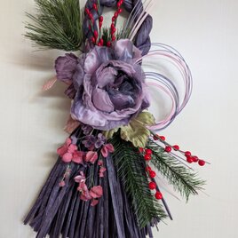 ｲﾝﾃﾘｱお正月タッセルリース（ライラック色の薔薇）U19