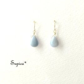 s194-676【天然石　ブルーオパール】14kgf　くすみブルーのピアス（パーツ変更可能）