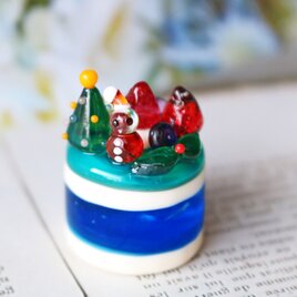 ガラスのミニチュアクリスマスケーキ★ガラスのミニチュア洋菓子店★