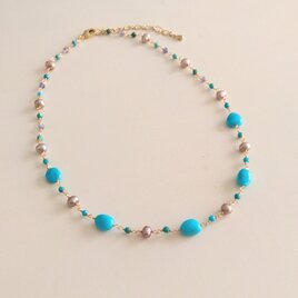 ターコイズミックスネックレス