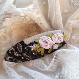 アンティークレース*リボン刺繍*バレッタ*d