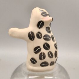 一輪ねこ　コーヒー豆模様