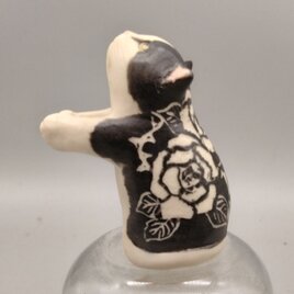 一輪ねこ　薔薇模様