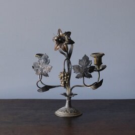 教会 燭台 百合 葡萄 キャンドル スタンド フランス アンティーク 0502327