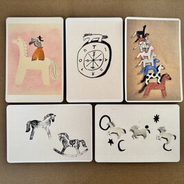 うまの絵柄のポストカード5種セット